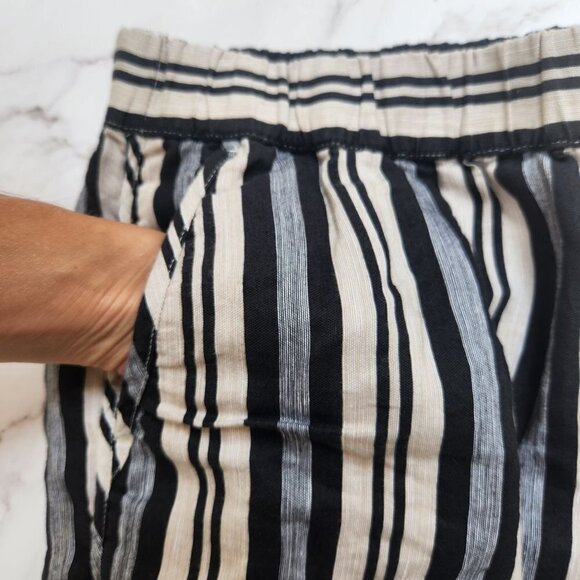 Madewell Linen Blend Grey Black Evelyn Stripes Pull On Shorts Women's S - Picture 4 of 9
